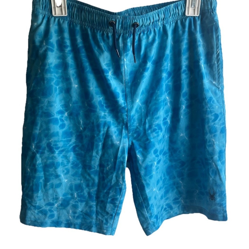 Spyder Kids XL 18/20 Blue Water Print Swim Drawstring Trunks
